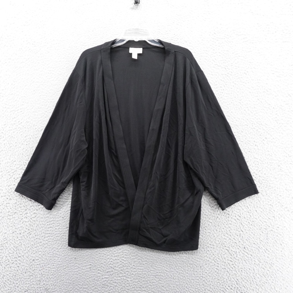 Talbots Long‎ Sleeve Jersey Open Cardigan Sweater Size 3X Black Womens Classic